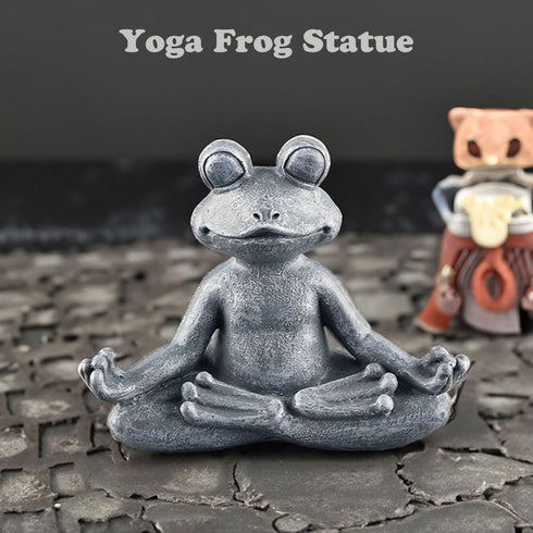 Zen Yoga Frog Meditation Statue - Miniature Slimming Frog Garden Decoration for Lawn and Garden Decor (Premium Gray)