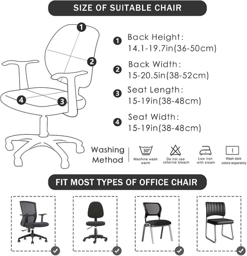 FORCHEER Stretch Desk Chair Cover, Two Piece Office Chair Covers for Split Office Chair