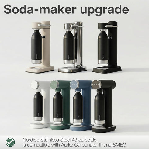 43 oz 3 Stainless Steel Carbonating Bottle | Compatible with Aarke Carbonator (Not Pro) and SMEG Soda Makers | No