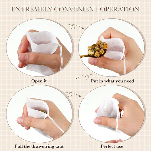 2400 Zubebe Pcs Disposable Tea Bags for Loose Leaf Tea Empty Teas Bags with Drawstring Bulk Filter Infusers for Coffee