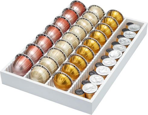 MinBoo Bamboo Coffee Pod Storage Holder, Drawer Insert for Vertuoline Capsules, Compatible for Kitchen, Home, Office
