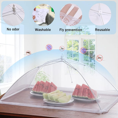 JULBEAR 4 Pcs Extra Large Mesh Food Cover Tent Umbrella, Reusable Food Screen Covers for Parties, Picnics, Outdoor