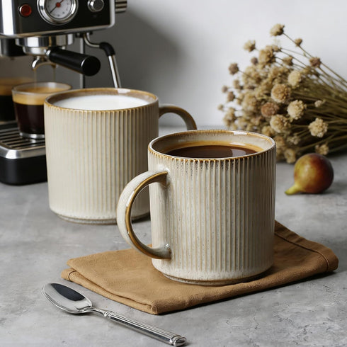Set 6, 16 oz Set, MONITO Coffee Mugs of Mugs Ceramic Coffee Cups with Large Handles, Suitable for Lattes, Hot tea
