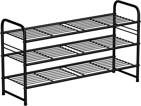 SUFAUY 3-Tier Shoe Rack, Closet Metal 33" Wide Shoe Rack Organizer Heavy