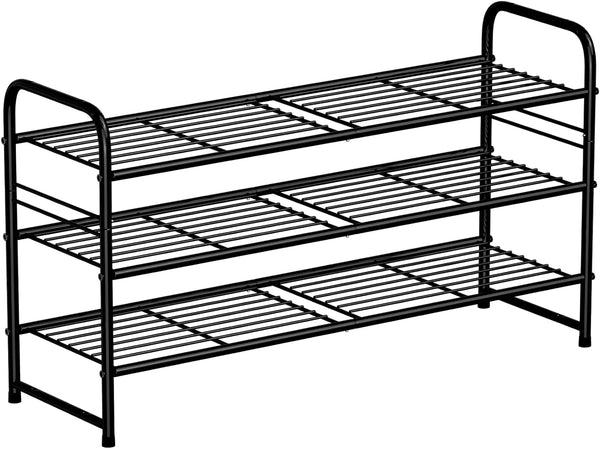 SUFAUY 3-Tier Shoe Rack, Closet Metal 33" Wide Shoe Rack Organizer Heavy