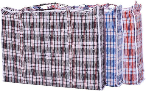 Set of 3 Jumbo STORAGE LAUNDRY SHOPPING Bags with Zippers and Handles, Size 27"x25"x5"