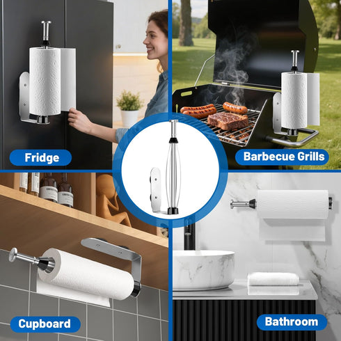 HUAFA Magnetic Paper Towel Holder for Fridge, One Hand Paper Towel Holder with Damping Effect Toilet Paper Roll Holder
