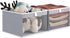 Storage Bins with Clear Window, Foldable Linen Closet Organizers for Towels, Books, Toys, 12.75" x 12.75" x 9", Gray,