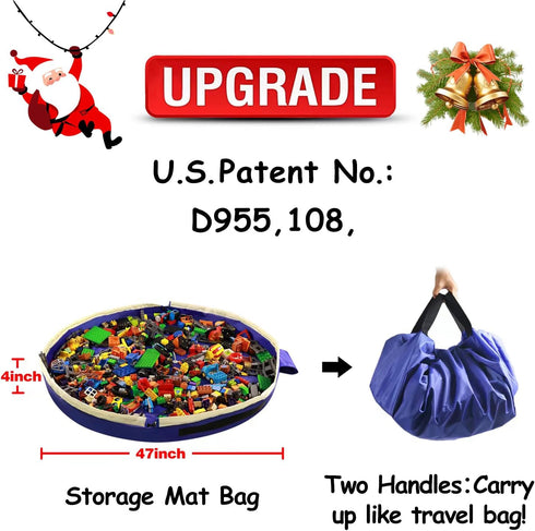 SUMBABO 47inch Toy Storage Mat Bag by Drawstring for Lego - Play Mat Bag Toy Storage Container for Kids with Cap can as
