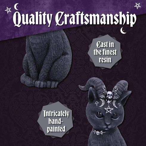 Nemesis Now Figurine Decor, Detailed Hand-Painted Polyresin, Black - Pawzuph Horned Gothic Satanic Cat