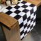 Table Runner Black and White Checkerboard Racing Theme, 12 x 72 Inches for Anniversary, Dinner Parties, and Outdoor
