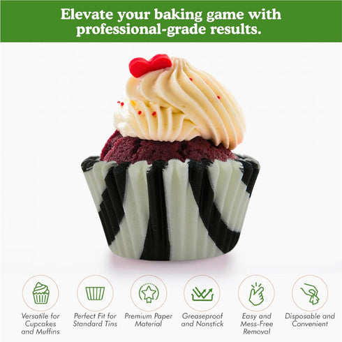 Regency Wraps Greaseproof Professional Grade Standard Baking Cups, Pack of 40, Black/White Zebra by Regency Wraps