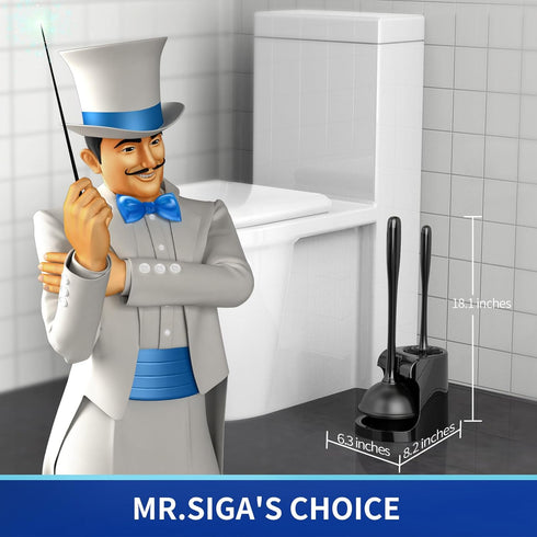 1 Set MR.SIGA Toilet Plunger and Bowl Brush Combo for Bathroom Cleaning, Black
