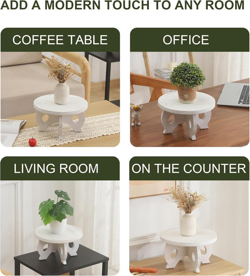 VZODESR 10 inch Small Plant Stand Kitchen Display Stand Plant Holder Plant Stool Round Stand Risers Farmhouse Rustic