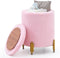 Mxfurhawa Round Ottoman Foot Stool with Storage and Metal Legs for Living