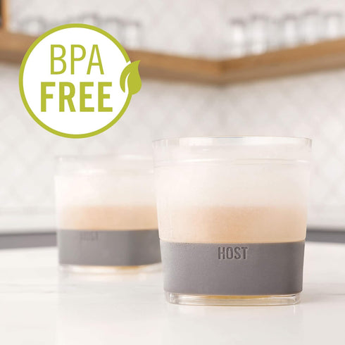 Host Freeze Cooling Cup - Old Fashioned Glass with Silicone Band for Bourbon, Scotch, Whiskey, Set of 1, Smoke