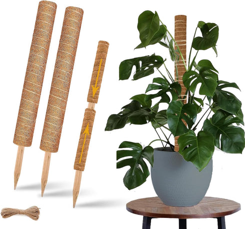 PLANTPOLEX 2 Pack 17 Inch Moss Pole, Monstera Plant Support for Climbing Plants Accessories Indoor, Stackable Moss
