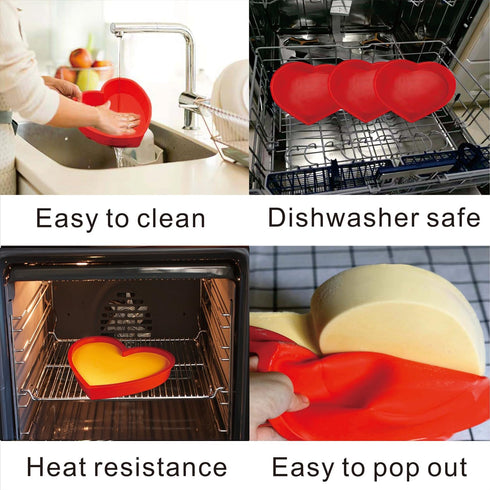 2 Packs Silicone Heart Shaped Cake Pans, 10 Inch Non-stick Cake Molds for Baking Cakes and Chocolate