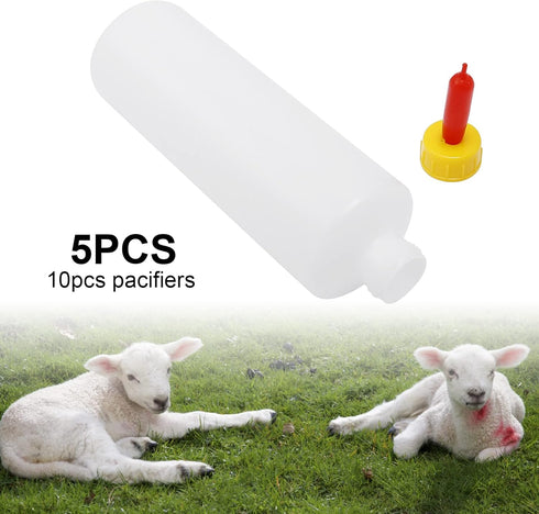 ZUDKSUY 5 Sets 400ml (400ml 5) (5 Pack) Goat Bottle Lamb Feeding Bottle, Lamb Goat Nipples, Kid Livestock Drink Bottle