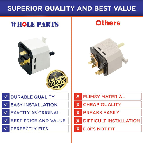 Whole Parts Dryer Relay Start Switch, Replacement & Compatible with Amana, Crosley, Kenmore, Kitchen Aid, Maytag