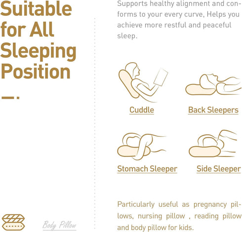 ACANVA Soft Long Body Pillow for Side Sleepers - Perfect for Adults and Expecting Mothers