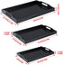 MDLUU Set of 3 Plastic Serving Tray - Black Ottoman Tray with Cutout Handles, Rectangle Butler Tray for Breakfast