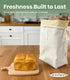 2Pack, 16.5x12.5in Set Hook&Loop Cotton Bread Bag with Beeswax Lining Unbleached Cloth Bees Wax Lined Storage Bags