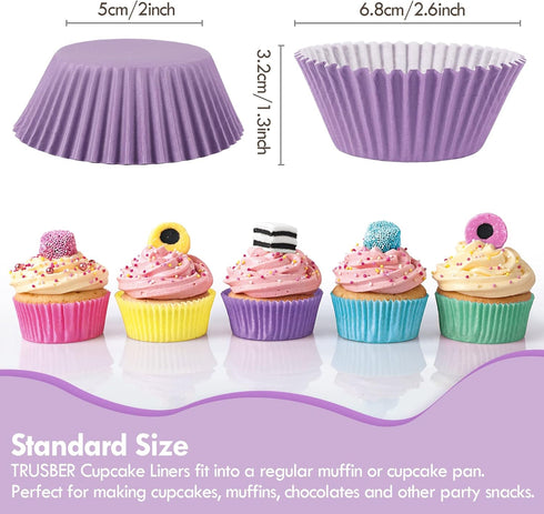 Baking Cups, 100 pieces Paper Cupcake Liners Wrappers Nonstick Muffin Molds Baking Cup Holders for Wedding, Birthday, Baby Shower or Holiday Party by TRUSBER