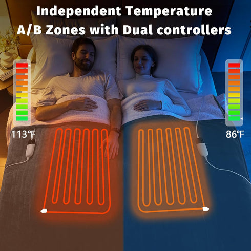 84" 90" 10 8 Heated Electric Blanket Queen Size - x Heating Blanket with Dual Control, Heating Levels & Hours Auto Off