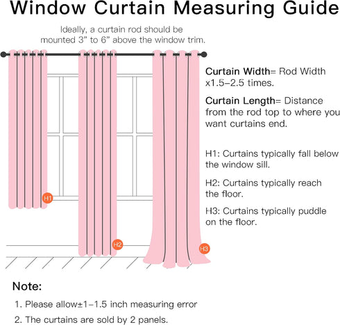 2 72 Inches Grommet W52 L72 XiDi Pink Curtains for Kids Girls Bedroom Panels Blackout Double Layer Curtains with Sheer