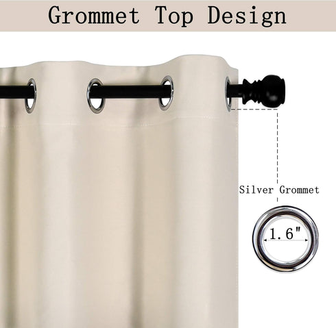 DECOVSUN Light Beige Grommet Valance - 70 Inch Wide by 18 Inch Long Blackout Curtain for Kitchen, Living Room, Bedroom