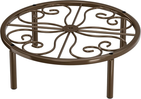 Chinpakden 10.24'' Brown Plant Stand Plant Holder - Short Flower Stand for Garden Courtyard, Heavy Duty Plant Rack