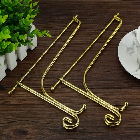 Artliving Gold Metal Plate Stands for Display - 10-Inch Adjustable Easel Holders for Plates, Frames, Cookbooks (2-Pack)