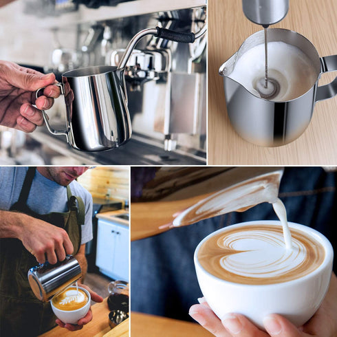 Milk Frothing Pitcher, 20oz Stainless Steel Steaming Pitcher for Coffee Bar, Cappuccino Barista Tools