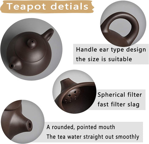CAISANG Sets 12 PACK Set Travel Tea Ceramic Teapot, Chinese Tea Pot Cup with Tray Infuser,Purple Clay