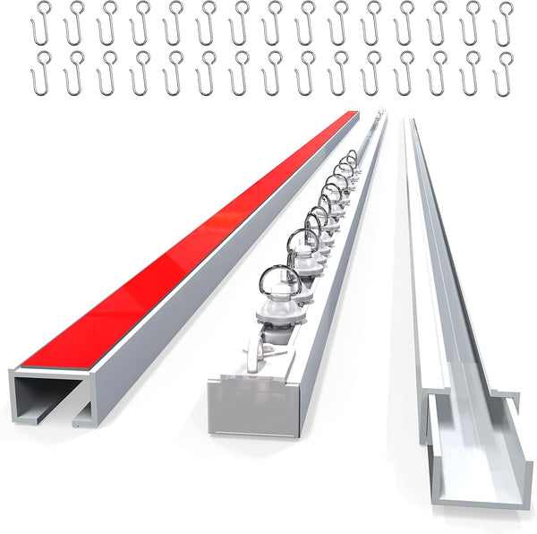 UrbanRed Self Adhesive Ceiling Curtain Track, 9.8FT (3m) for Smooth Wall, No Drill, Adhesive Curtain Rod