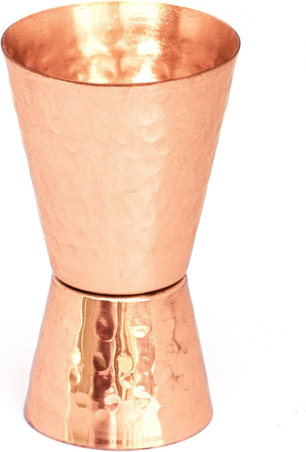 Copper Jigger, Double 1oz/2oz Measuring Jigger for Cocktail Mixing, Solid Hammered Copper to Prevent Tarnish