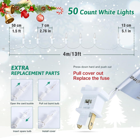 Set,50 Count 13Feet Bulb HEYFUNi Clear Christmas Lights Incandescent Mini String Lights for Christmas Tree Holiday