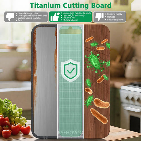 Kitchen,100% (12"L 9"W) Titanium Cutting Board for Pure Titanium Cutting Board Non-Toxic Hygiene Dishwasher-Safe Food