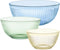 Pyrex Colors (3-Pack) Sculpted Tinted Unlidded Glass Mixing Bowls, Nesting Space Saving Set for Prepping, Baking