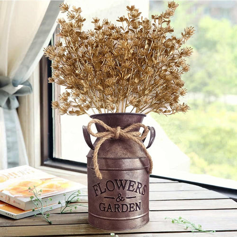 Christmas Artificial Flowers, Golden Baby Breath Gypsophila Plastic Plant Fake Plants for Wedding and Home Decoration