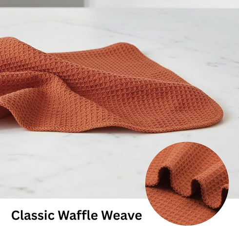 6 Pack 100% 12x12 Inches, Summer PurpleEssences Rust Dish Cloths and Dish Rags - Waffle Weave Solid Kitchen Dish Wash