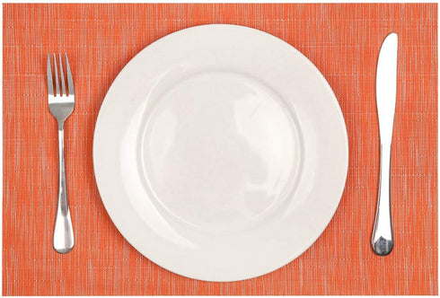 SHACOS Placemats Set of 6, Woven Vinyl Place Mats for Dining Table, Indoor Outdoor Wipe Clean (6, Orange)