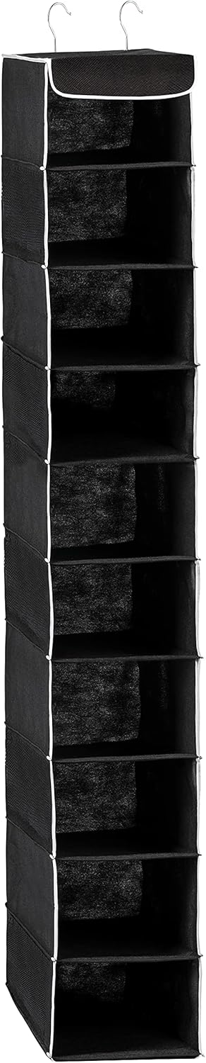 ZOBER Hanging Closet Organizer, 10-Shelf - Hanging Storage Organizer Shelves for Clothes,