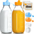2 Pack 32 OZ 2 2 2 Glass Milk Bottles with Pour Spout Lids & Nut Milk Bags & Airtight Caps, Reusable Glass Bottles