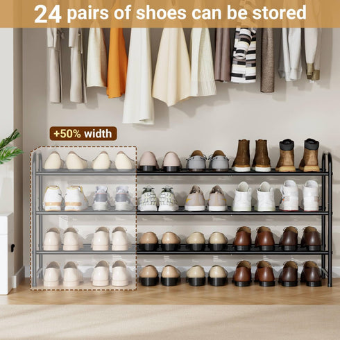 3-Tier Closet Closet KEETDY Long Shoe Rack for Metal Shoe Organizer for Entryway, Wide Stackable Shoe Storage Shelf