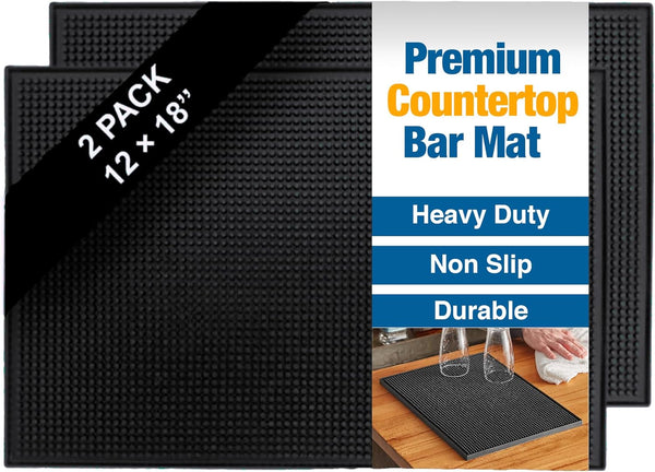 Rubber Bar Mats for Countertop by ProTensils - 18" x 12" Black