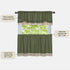 Darcy (Green/Camel) Tier and Valance Window Curtain Set - 58 Inch Width, 36 Inch Length - Light Filtering Drapes for