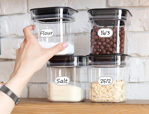 CHUBBIEE Removable Waterproof Food Labels, Write-on Kitchen Labels for Food Storage Containers, Pack of 64