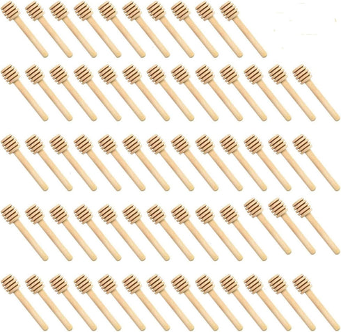 WEFOO 100 PCS Wooden Honey Dipper Sticks, 3 Inch Honey Sticks Mini Honeycomb